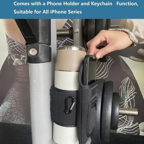 Magnetic Water Bottle Bag Portable Gym Bottle Pouch with Phone Holder Connect fitness equipment Essential fitness accessories Zen fit plus