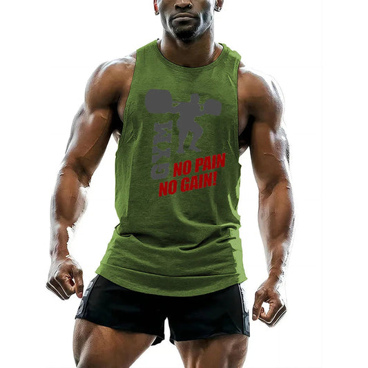 Four seasons Outdoor running fitness vest Men's Gym 2d printed pattern tops crewneck sport sleeveless vest men quick dry Zen fit plus