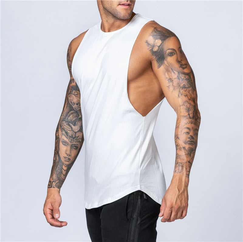 Men's Gym Clothing Summer Fitness Cotton Tank Top Men Jogging Bodybuilding Sleeveless Shirt Breathable O-Neck Casual Muscle Vest Zen fit plus