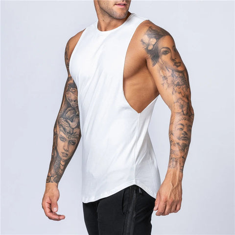 Men's Gym Clothing Summer Fitness Cotton Tank Top Men Jogging Bodybuilding Sleeveless Shirt Breathable O-Neck Casual Muscle Vest Zen fit plus