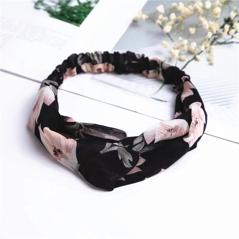 Fashion Women Girls Summer Bohemian Hair Bands Print Headbands Vintage Cross Turban Bandage Bandanas HairBands Hair Accessories Zen Fit Plus