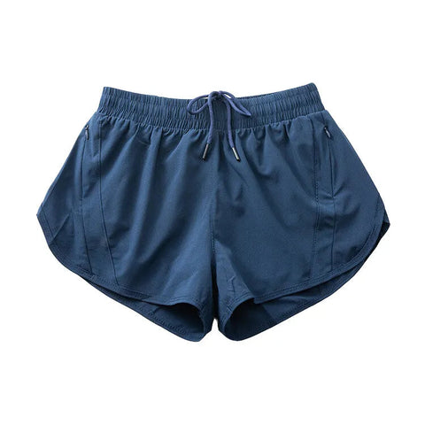 (S-2XL)2 in 1 Women Zipper Pocket Quick Dry Running Shorts 2 Layer Gym Yoga Fitness Badminton Tennis Training Sport Short Pants Zen fit plus