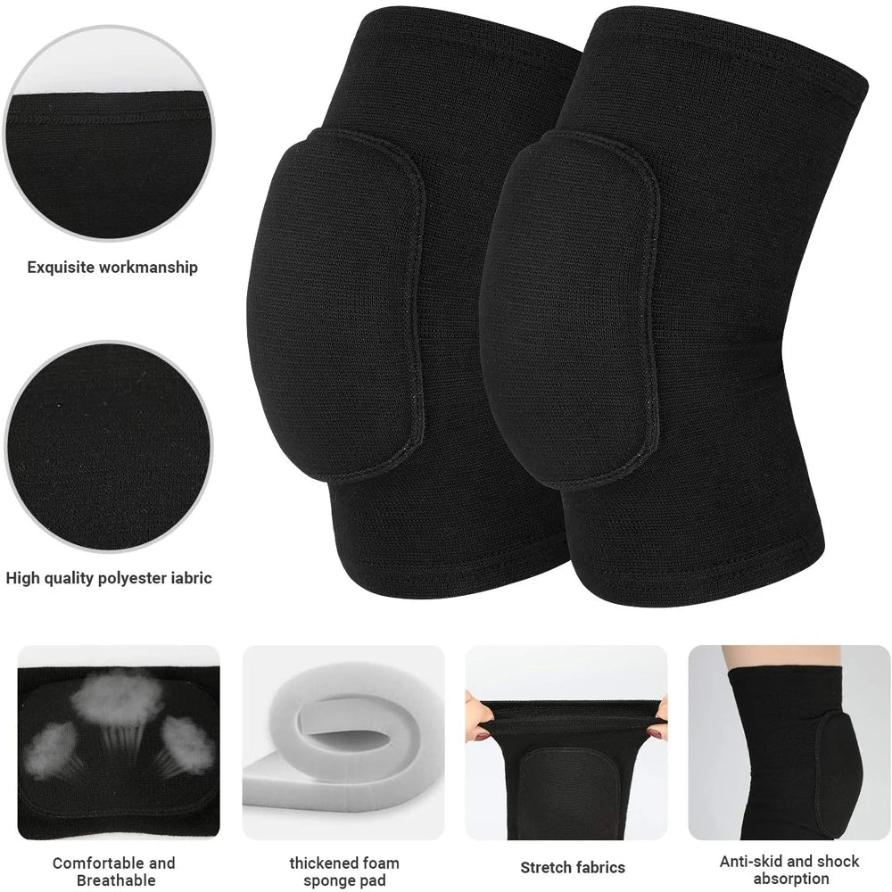 1 Pair Sports Knee Pads Adults Kid Dance Knee Protector Elastic Thicken Sponge Knees Brace Support for Gym Yoga Workout Training Zen fit plus