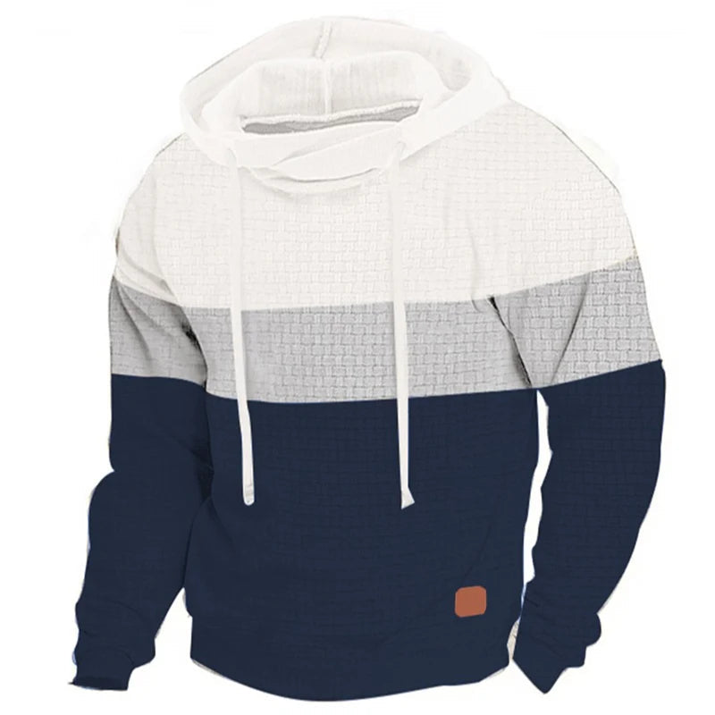 Men's Patchwork Hoodie Outdoor Casual Sportswear Street Fashion Men's Fleece Thermal Hooded Sweatshirt Fall Winter Black Zen fit plus