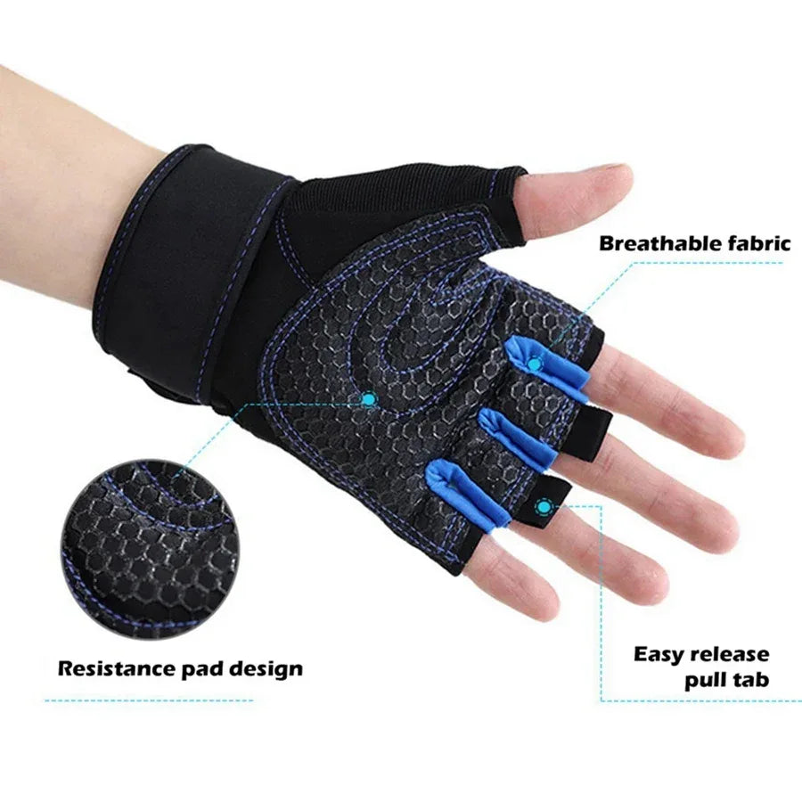 Workout Gloves for Men Women Half Finger Glove with Wrist Wrap for Sport Weight Lifting Training Bicycle Motorcyclist Gym Glove - Zen Fit Plus