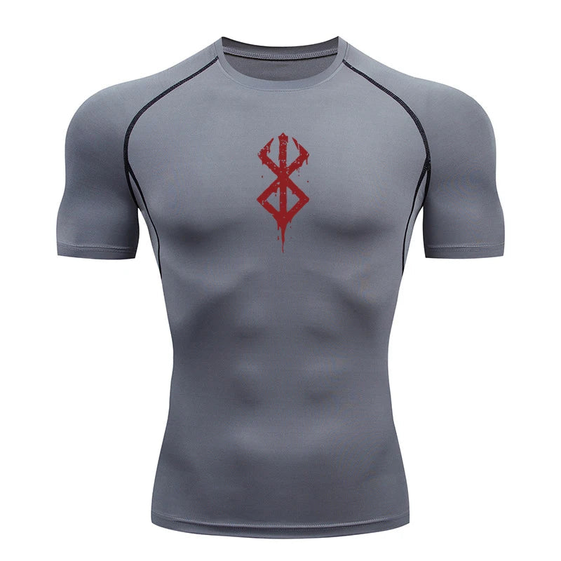 Men's Print Compression Shirts Summer Short Sleeve Rash Guard Gym Workout T-shirt Athletic Quick Dry Baselayer Undershirts Tops Zen fit plus