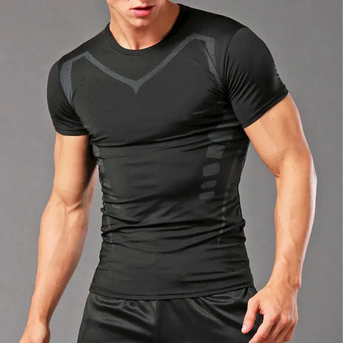 Men's Running Compression Shirts Short Sleeve Sport Gym Tees Fitness Quick Dry Sweatshirt Jogging Tracksuit Athletic Shirt Tops - Zen Fit Plus