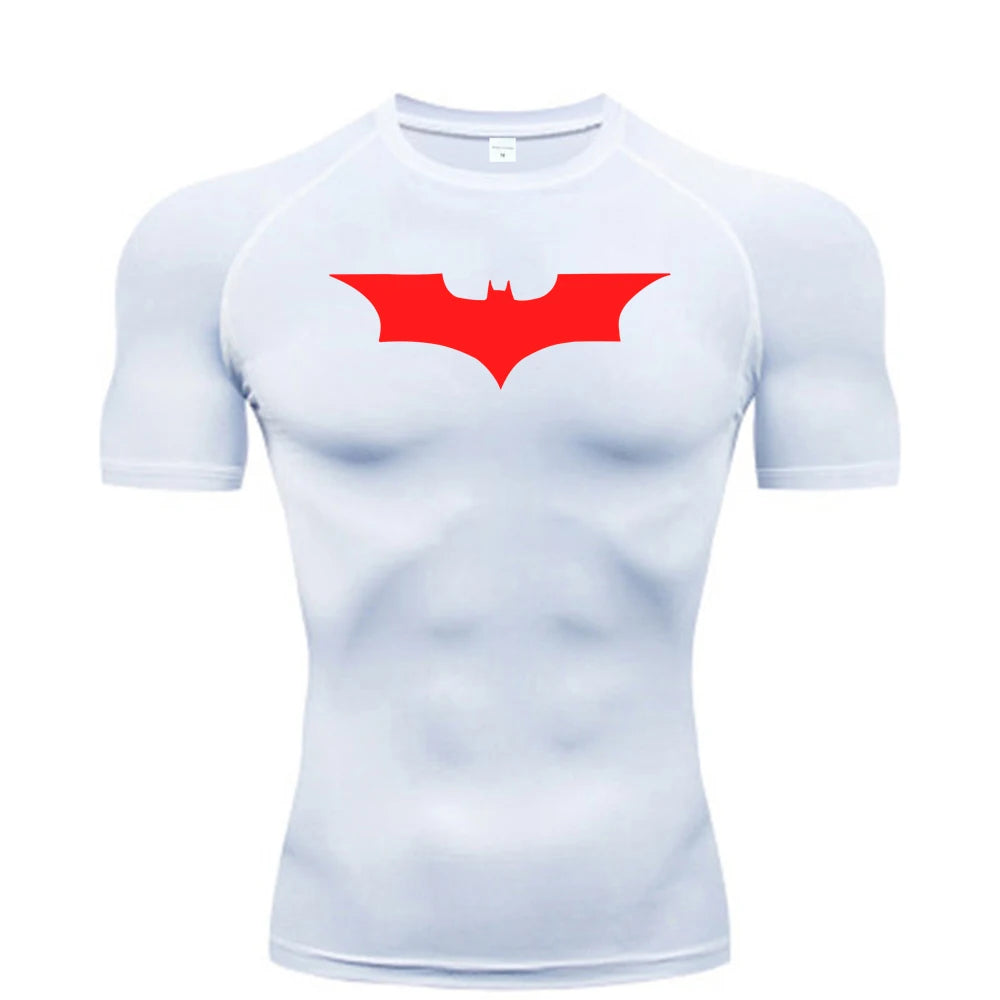 Bat Printed Men's Tight T-Shirt Running Compression Compression T Shirt Gym Fitness Jogging Short Sleeve Male Casual Shirt Tops Zen fit plus