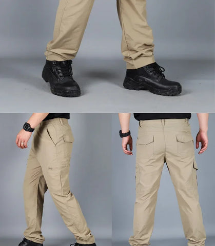 Men City Pants Cargo Trousers Multi-pocket Waterproof Wear-resistant Casual Training Overalls Fat Cargo Quick Dry Pants - Zen Fit Plus