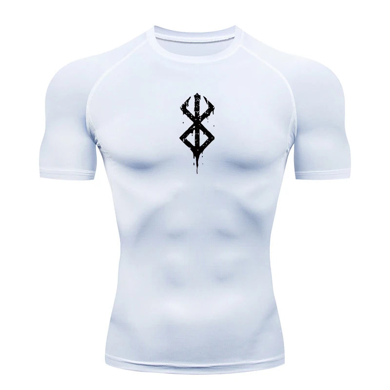 Men's Print Compression Shirts Summer Short Sleeve Rash Guard Gym Workout T-shirt Athletic Quick Dry Baselayer Undershirts Tops Zen fit plus