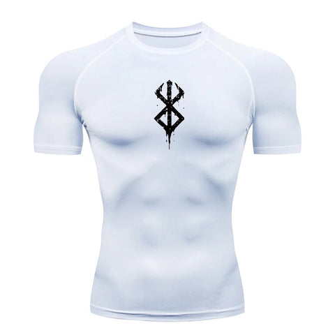 Men's Print Compression Shirts Summer Short Sleeve Rash Guard Gym Workout T-shirt Athletic Quick Dry Baselayer Undershirts Tops Zen fit plus