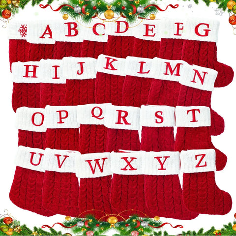 Christmas Socks Knitting Snowflake Letter Stocking Christmas Decoration 2025 For Home Xmas Tree Ornament Gift Navidad Natal 2026 - Zen Fit Plus