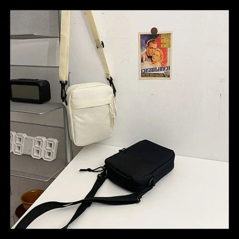 Black White Khaki Crossbody Bags High Quality Oxford Cloth Minimalists Tote Bag Long Shoulder Strap Travel Storage Men Women Zen fit plus