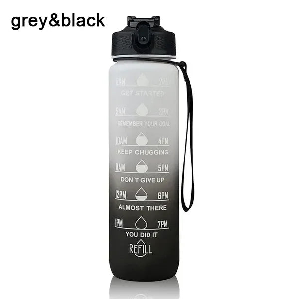 1000ML Water Bottle With Time Marker Plastic Motivational Water Bottle Drinking Bottle for Gym Sports Outdoor Travel Work 1PC - Zen Fit Plus