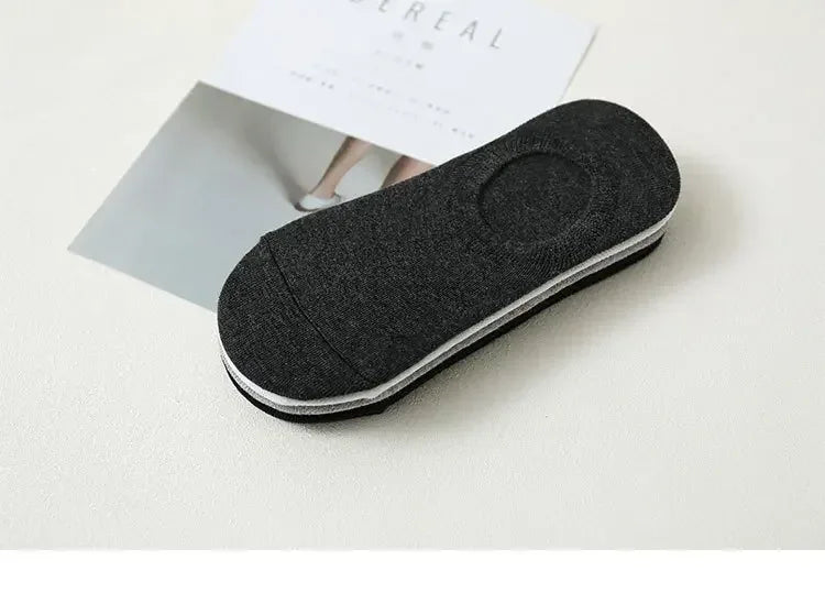 Socks Men Short No Show Low Cut Ankle Cotton Thin Black White Multipack Non-slip Silicone Summer Breathable Invisible 5pair /Lot - Zen Fit Plus