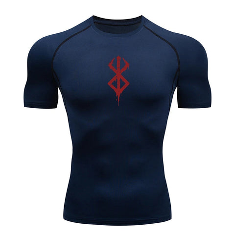 Men's Print Compression Shirts Summer Short Sleeve Rash Guard Gym Workout T-shirt Athletic Quick Dry Baselayer Undershirts Tops Zen fit plus