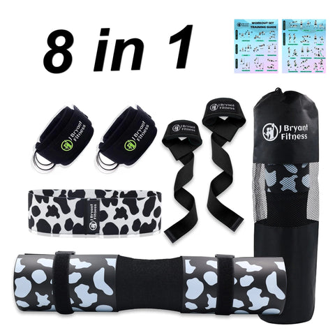 Barbell Pad Set with Carry Bag Weightlifting Wrist Wrap and Gym Ankle Straps for Lunges Hip Thrusts Powerlifting Deadlift Zen fit plus