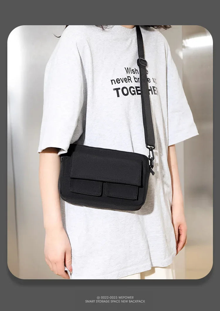 Minimalist Black Shoulder Bag Retro Male Nylon Crossbody Bags Men's Small Messenger Bag for Men Suitable for Daily Use - Zen Fit Plus