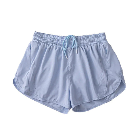 (S-2XL)2 in 1 Women Zipper Pocket Quick Dry Running Shorts 2 Layer Gym Yoga Fitness Badminton Tennis Training Sport Short Pants Zen fit plus