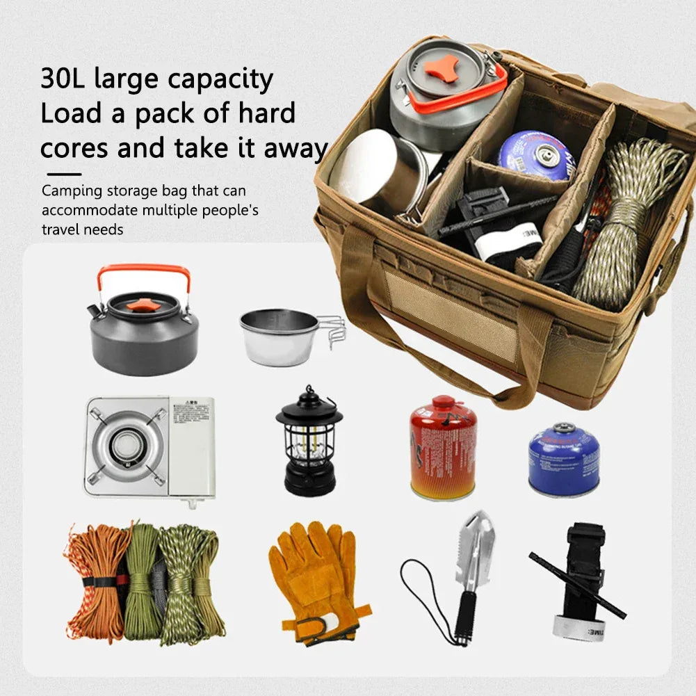 30L Camping Cooking Utensil Organizer Large Capacity Car Trunk Storage Bag Detachable Multifunctional Camping Stove Storage Case - Zen Fit Plus