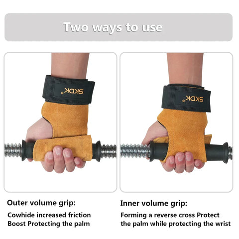 Gym Grips For Men Women Cowhide Palm Guards Weightlifting Fitness Workout Gloves Grips with Wrist Wraps Training Equipment - Zen Fit Plus