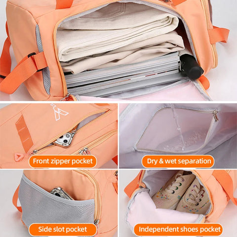 Woman Sports Gym Handbag Waterproof Fitness Training Bag Dry Wet Swimming Tote With Shoes Pocket Travel Luggage Shoulder Bags Zen fit plus