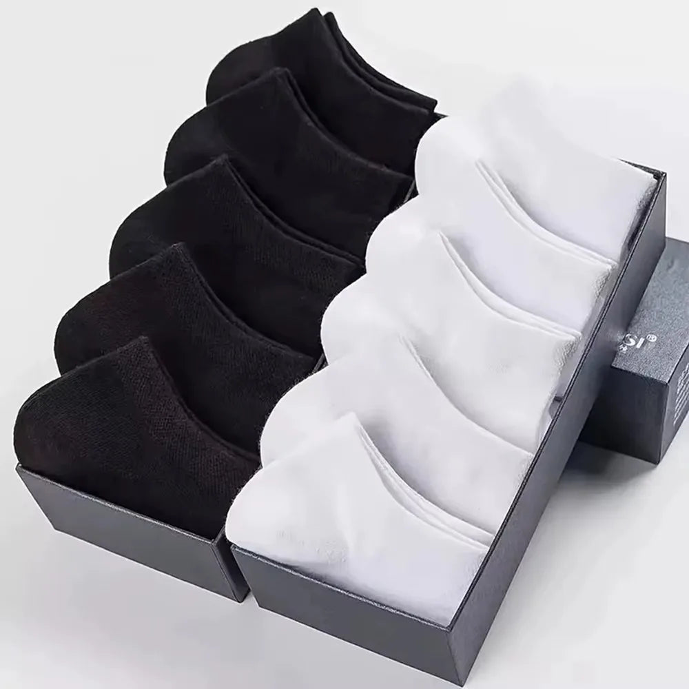 5/10 Pairs Men's Boat Socks Business Sport Sweat Absorption Mature Summer Autumn Solid Color Non Pilling Versatile Ankle Socks Zen fit plus