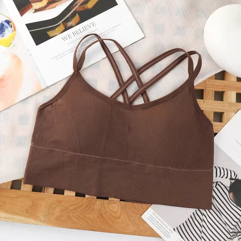 Sexy Women Tops Back Cross Strap Tank Top Push Up Running Sports Bra Breathable Soft Fitness Beauty Solid Color Yoga Bra Zen Fit Plus