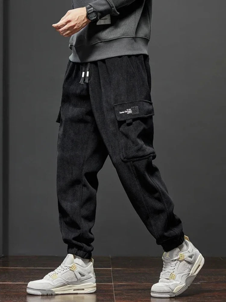 Spring Autumn New Style Elastic Waist Casual Pants for Men Stretch Straight Drawstring Harem Jogging Sports Long Pants Male Zen fit plus