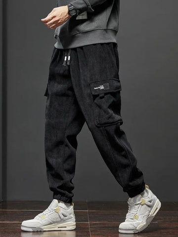 Spring Autumn New Style Elastic Waist Casual Pants for Men Stretch Straight Drawstring Harem Jogging Sports Long Pants Male Zen fit plus