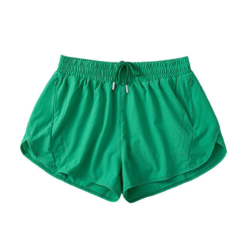 (S-2XL)2 in 1 Women Zipper Pocket Quick Dry Running Shorts 2 Layer Gym Yoga Fitness Badminton Tennis Training Sport Short Pants Zen fit plus