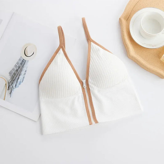 Women Crop Tops Sexy Solid Color Camisole Ice Silk Tube Top Seamless Sports Tank Top Wireless Underwear Padded Bra Bralette Vest Zen fit plus