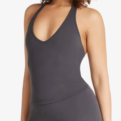 Women sexy halter halter fitness wear Yoga vest with chest pad Sports bra Sports shorts Yoga fitness clothing - Zen Fit Plus