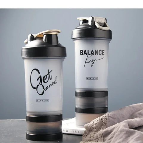 500ml Large-capacity Shaker Protein Bottle Powder Mixing Cup Portable Water Bottle Gym Sports Drinking Bottle Fitness Cup Kettle Zen fit plus