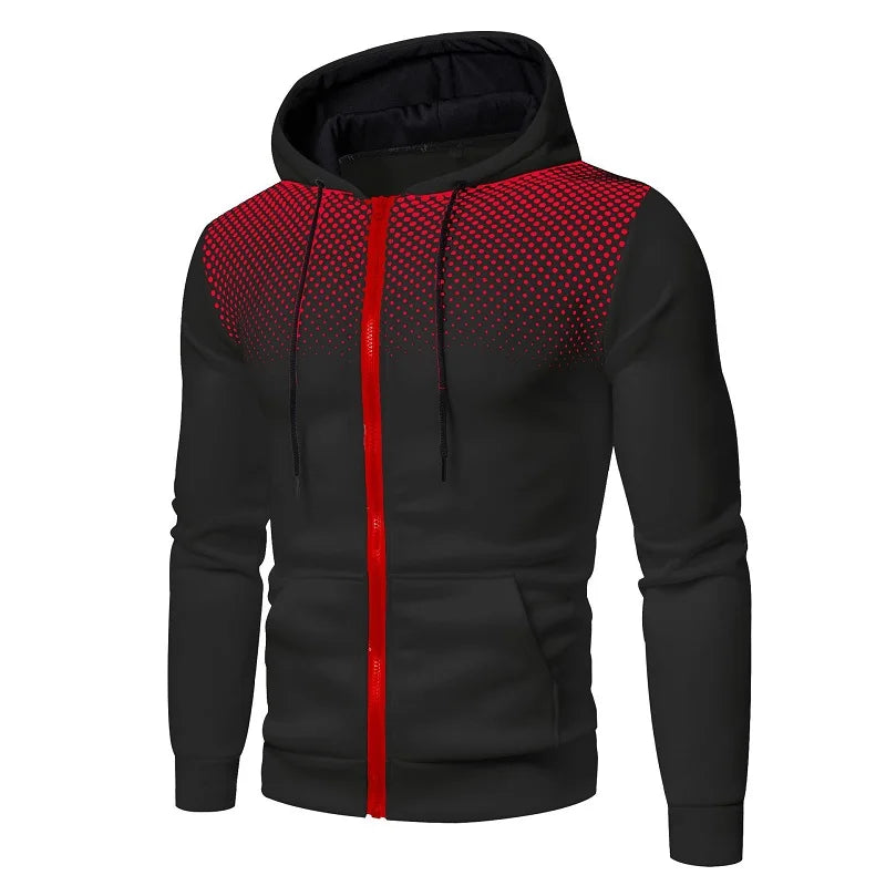 Men's Hoodie Zipper Pocket Polka Pot Print Hoodie Sweatshirt Sport Outdoor Casual Everyday Hoodie Slim Fit Sweatshirt Zen fit plus