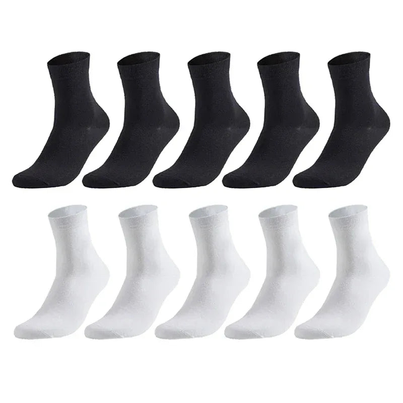 10 Pairs Men's Cotton Socks New Style Black Business Men Socks Soft Breathable Summer Winter for Male Socks Plus Size 38-47 - Zen Fit Plus