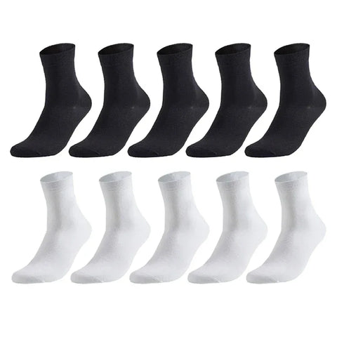 10 Pairs Men's Cotton Socks New Style Black Business Men Socks Soft Breathable Summer Winter for Male Socks Plus Size 38-47 - Zen Fit Plus
