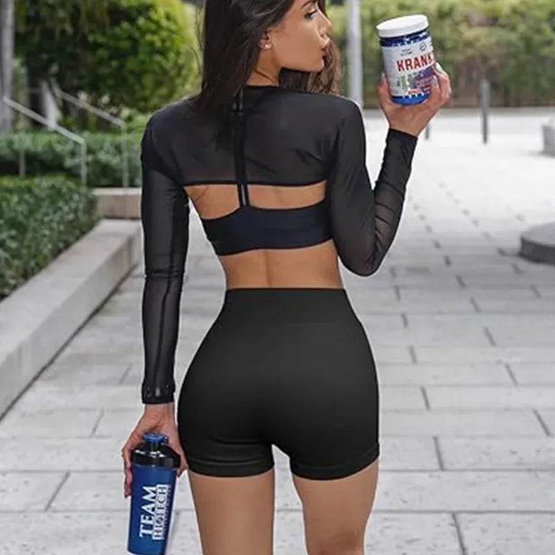 Women High Waist Workout Fitness Yoga Shorts Gym Running Yoga Leggings Scrunch Butt Seamless Knited Sports Three Point Shorts - Zen Fit Plus