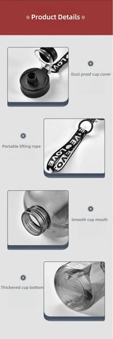 1.7/2.7L Large Capacity Sports Water Bottle Plastic Drinking Bottles with Time Scale Outdoor Camping Hiking Gym Men Water Kettle - Zen Fit Plus