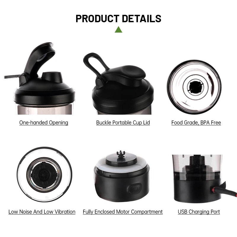 Electric Protein Shaker Bottle, USB Rechargeable Blender Bottles, BPA Free, Tritan Portable Blender Cup, 650ml Zen fit plus