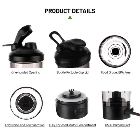 Electric Protein Shaker Bottle, USB Rechargeable Blender Bottles, BPA Free, Tritan Portable Blender Cup, 650ml Zen fit plus
