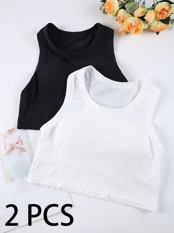 1/2 PCS Back Sports Bra Women Sleeveless Vest Beautiful Slim Tube Top Underwear With Bra Pads Undershirt Elastic Korean Crop Top Zen fit plus