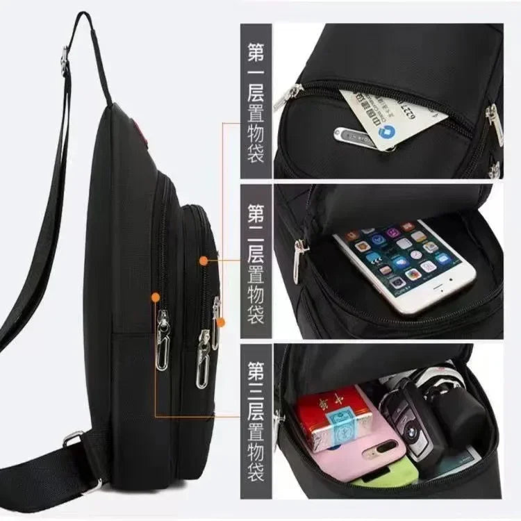 Waterproof Black Chest Shoulder Bag Men's Oxford Cloth Sling Small Backpack Large Capacity Crossbody Daypack Satchel Bag Women Zen fit plus