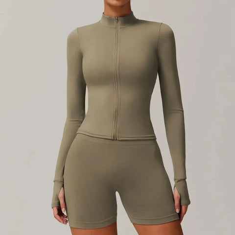 Zipper Women's Jackets New in Tight Running Sports Tops Breathable Nude Fitness Training Quick-drying Long-sleeved Yoga Clothes Zen fit plus