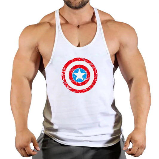 Summer fashion trend fitness vest men's fitness gym clothing fitness printing cool shirt running casual comfortable vest Zen fit plus