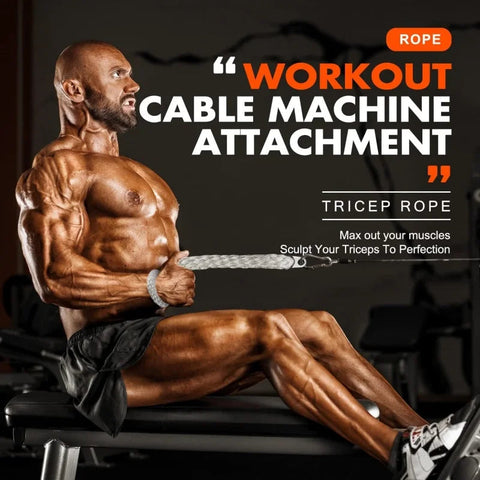 Tricep Rope Press Down Cable Machine Accessories LAT Pulldown Attachment for Home Gym Pull Down Rope Cord for Triceps Extensions Zen fit plus