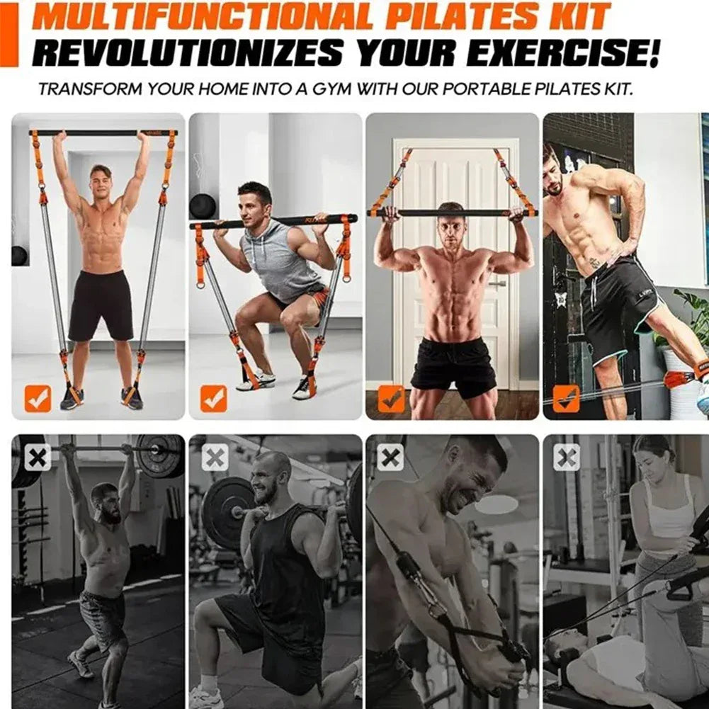 Multifunctional Pilates Bar with Resistance Bands Portable Yoga Pilates Stick Beginner Workout Equipment Yoga Set for Full Body - Zen Fit Plus