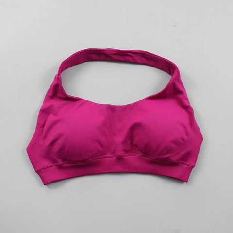 Impact Sports Bra for Women Seamless Halter Neck Strap Bra Sexy Open Back Padded Yoga Top Bra Medium Support Gym Crop Top Zen fit plus
