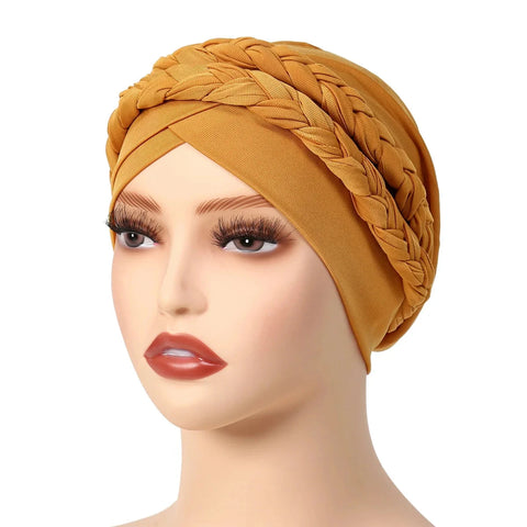 Lady Women Hat Chemo Cap Muslim Braid Head Scarf Turban Head Wrap Cover  Hair Loss Islamic Headwear Zen Fit Plus
