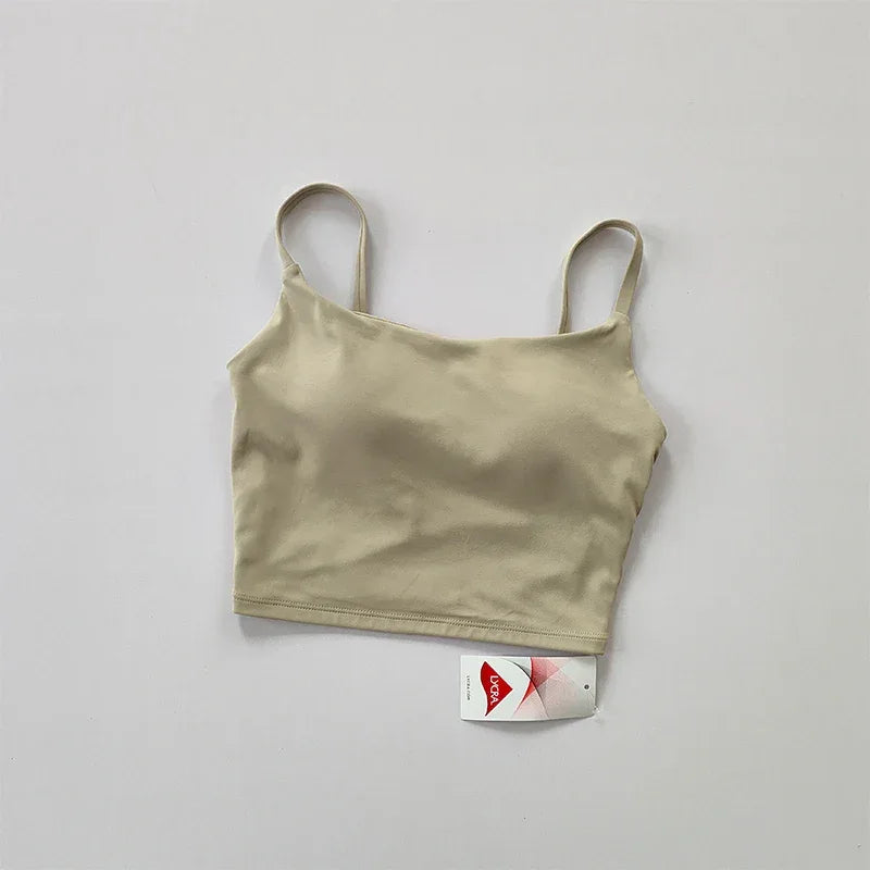 Small Sling Vest Integrated Fixed Gathering Sports Underwear Women's Bra Beauty Back Training Fitness Bra Summer Clothing Suit - Zen Fit Plus